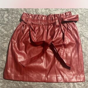 LOFT Red Faux Leather Paperbag Waist Mini Skirt